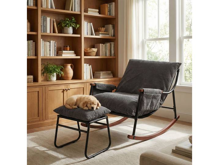 Fauteuil Relax Jardin Avec Repose-pieds Gris Foncé – Fauteuil Lounge Charge 180 Kg