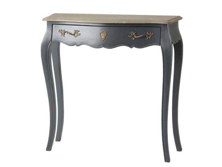Console 1 tiroir en chêne l80 cm murano céleste gris en bois de