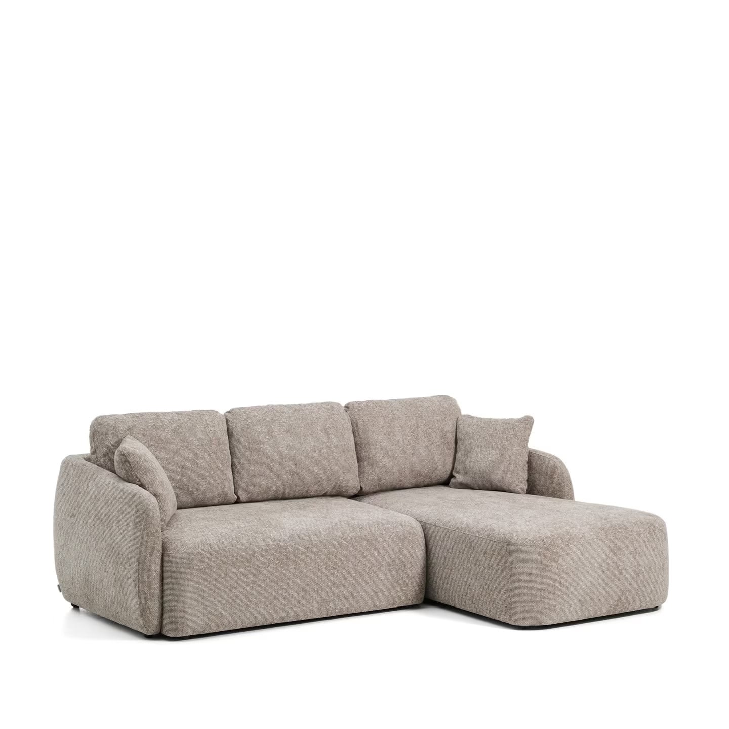 Kave Home Laira 3-zits Lounge Slaapbank Rechts, Chenille, Taupe