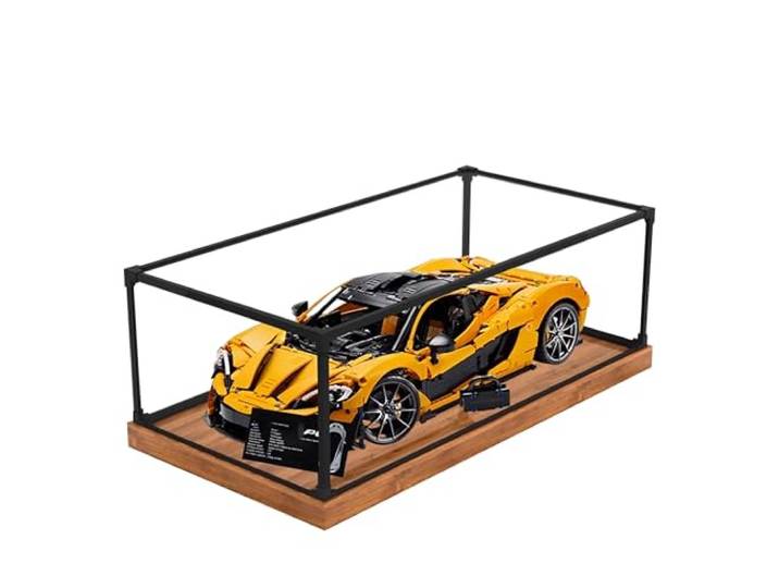 Acryl-Vitrine für Lego 42172 P1 Rennmodell, 3 mm staubdichte Displaybox, Vitrine kompatibel mit Lego 42172 (Modell nicht im Lieferumfang enthalten) (Rahmen aus Legierung, 3 mm, braun)