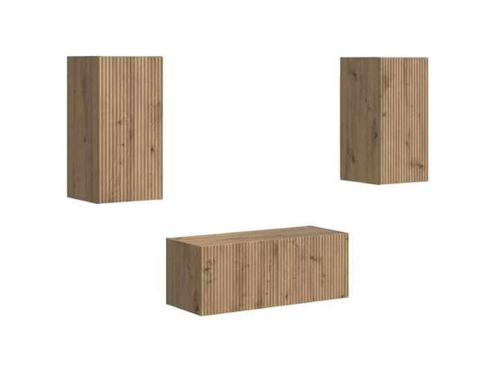 KTHLBRH TV-Möbel-Set 6 Stück Eiche Holz Engineered Platzsparendes Wanddesign, fünf Einheiten, minimalistischer Stil, robustes Holz, modernes Wohnzimmer