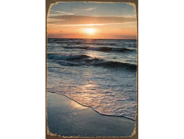 Cuadros Lifestyle Stahlschild Blechschild mattierte Oberfläche schutzlackversiegelt hochwertiges Stahlblech, Größe :20x30 cm, Farbe:Sonnenuntergang