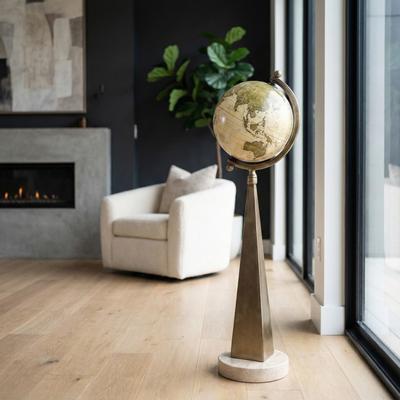Sagebrook Home "Decorative Tall Globe Statue with Sculpture Base - 30"", Bronze - 30.0"""