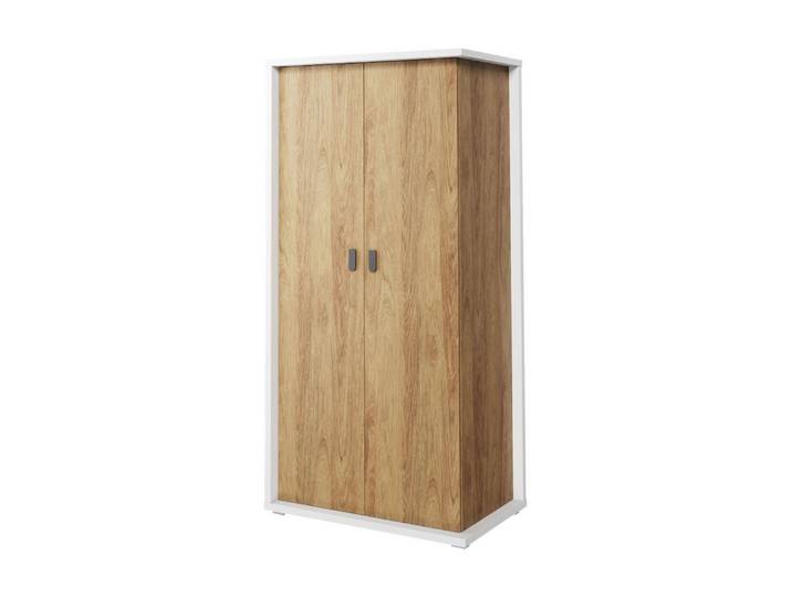 Feldmann-Wohnen Kleiderschrank Simi (Simi, 1-St., Kleiderschrank mit 2 Drehtüren) 100cm weiß / Hickory Oak 2-türig