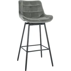 CLP Barhocker Weston Schwenkbar Samt - Farbe: grau, Material: Samt