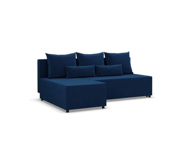 Mebligo Fermo - Ecksofa mit Schlaffunktion, Bettkastem, Komfort und Still, Universelle Seite, Marineblau (Kronos 09)