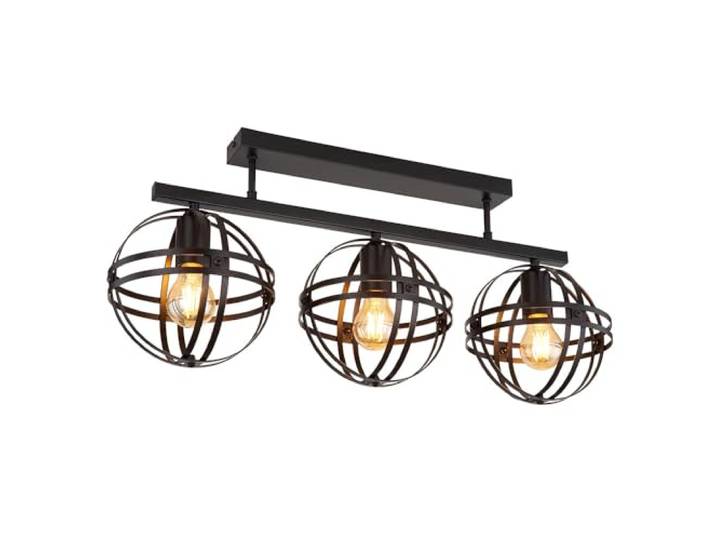 Deckenleuchte Kugeln schwarz Wohnzimmerlampe 3-Flammig Deckenlampe Gitter, Metall, 3x E27 Fassungen, LxBxH 70x20x32 cm
