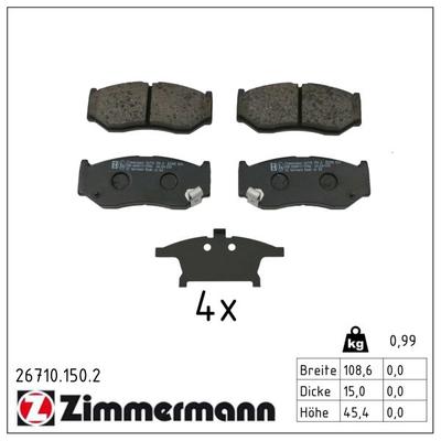 ZIMMERMANN Bremsbelagsatz, Scheibenbremse 267101502 Vorderachse für Suzuki