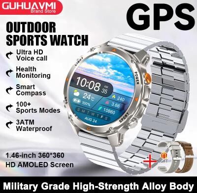 Uplift Treasures AMOLED GPS Smartwatch With Map Navigation And NFC Call silver Steel B 2a gps Sports Watch