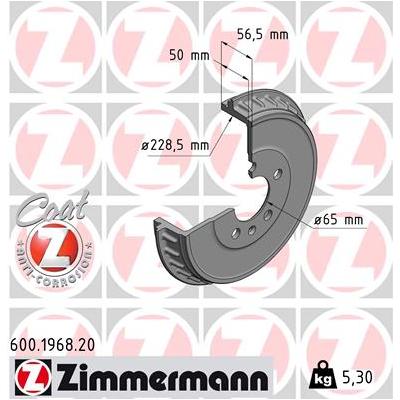 ZIMMERMANN Bremstrommel COAT Z 600196820 Hinterachse für VAG