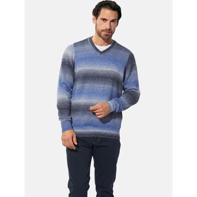 V-Ausschnitt-Pullover BABISTA "Pullover VILLOCARA", Herren, Gr. L, blau (blau gestreift), Obermaterial: 89% Polyacryl PAN. 11% Wolle mw., Pullover