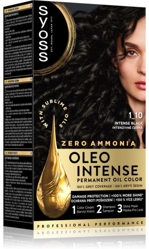 Syoss Oleo Intense Permanent hårfarve Med olie Skygge 1_10 Intense Black 1 stk.