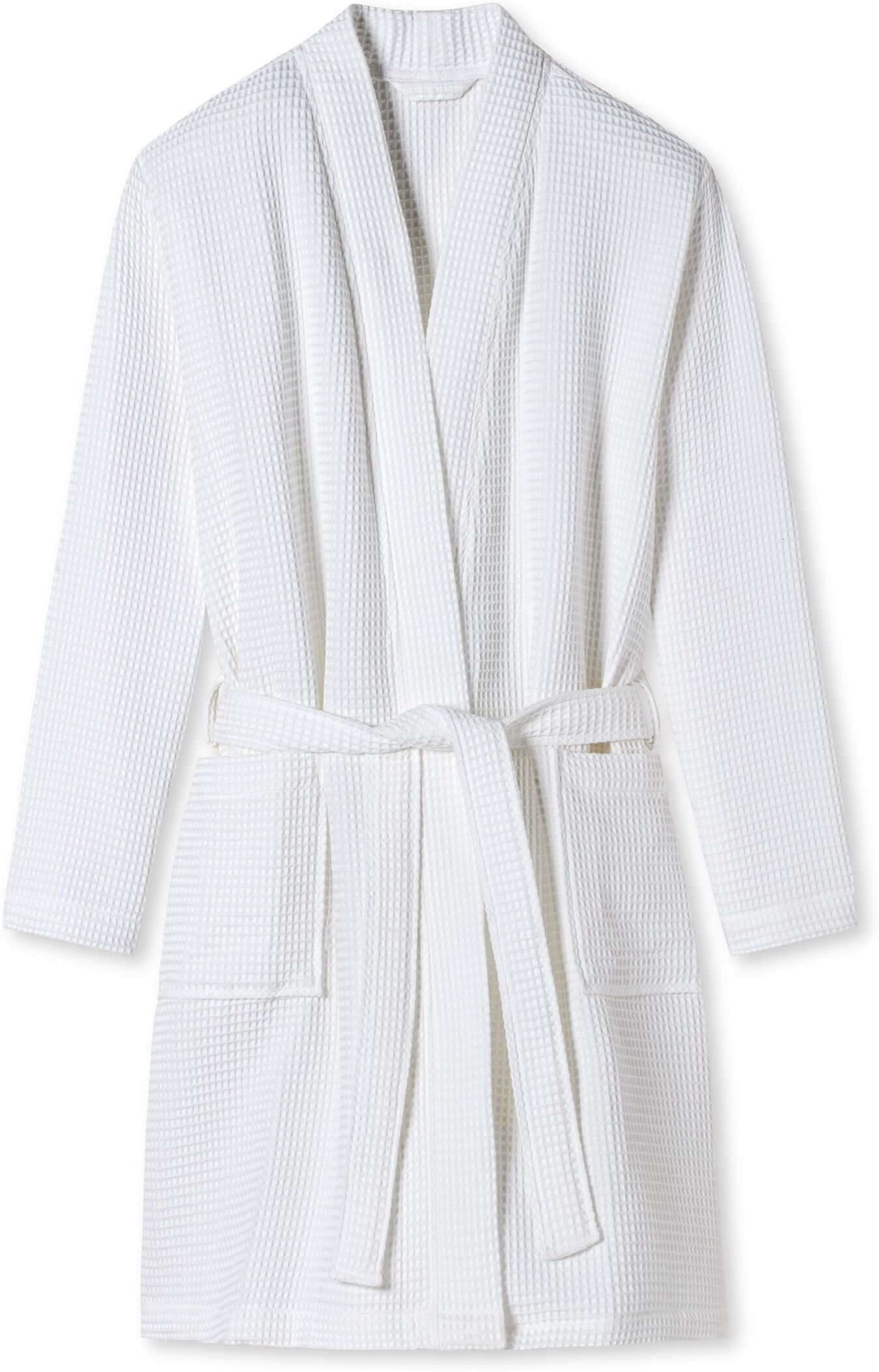 Bademantel SCHIESSER "Waffle Piqué", Damen, Gr. S, weiss (100, weiß), Baumwolle, unifarben, Midilänge, Hausmäntel Bademantel, aufgesetzte Taschen, Baumwolle, Waffelpiqué 100, weiß S