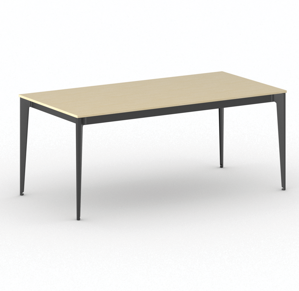 B2B Partner Bürotisch PRIMO ACTION 180x90 cm, schwarzes Metallgestell, Birke