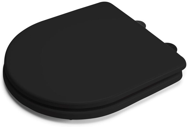 Croydex Iseo Flexi-Fix D Shaped Soft Close Toilet Seat - Quick Release Button for Easy Cleaning and Adjustable Hinges with Top & Bottom Fixings Included, Anti Black 5cm H X 37.2cm W X 43cm D