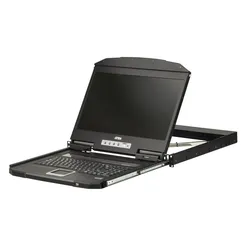 Aten CL3700NW CH Kurze Tiefe Single Rail 18,5"-LCD Konsole (USB HDMI), CH-Layout, KVM Switch, Schwarz