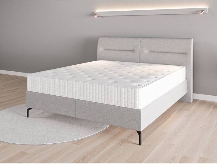 Boxspringbett 180x200 Nr. 2 - Grau (Lichtgrau) - Feiner Strukturstoff