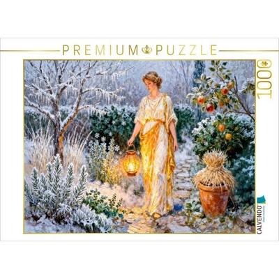 CALVENDO Puzzle Hestia - Griechische Göttin des Herdfeuers im winterlichen Garten | 1000 Teile Lege-Größe 64x48cm Foto-Puzzle für glückliche Stunden