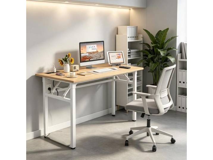SUPFINE Bureau Pliable Moderne pour Ordinateur Portable Sans Assemblage Table de Travail Ergonomique Gain de Place 100×50×76cm