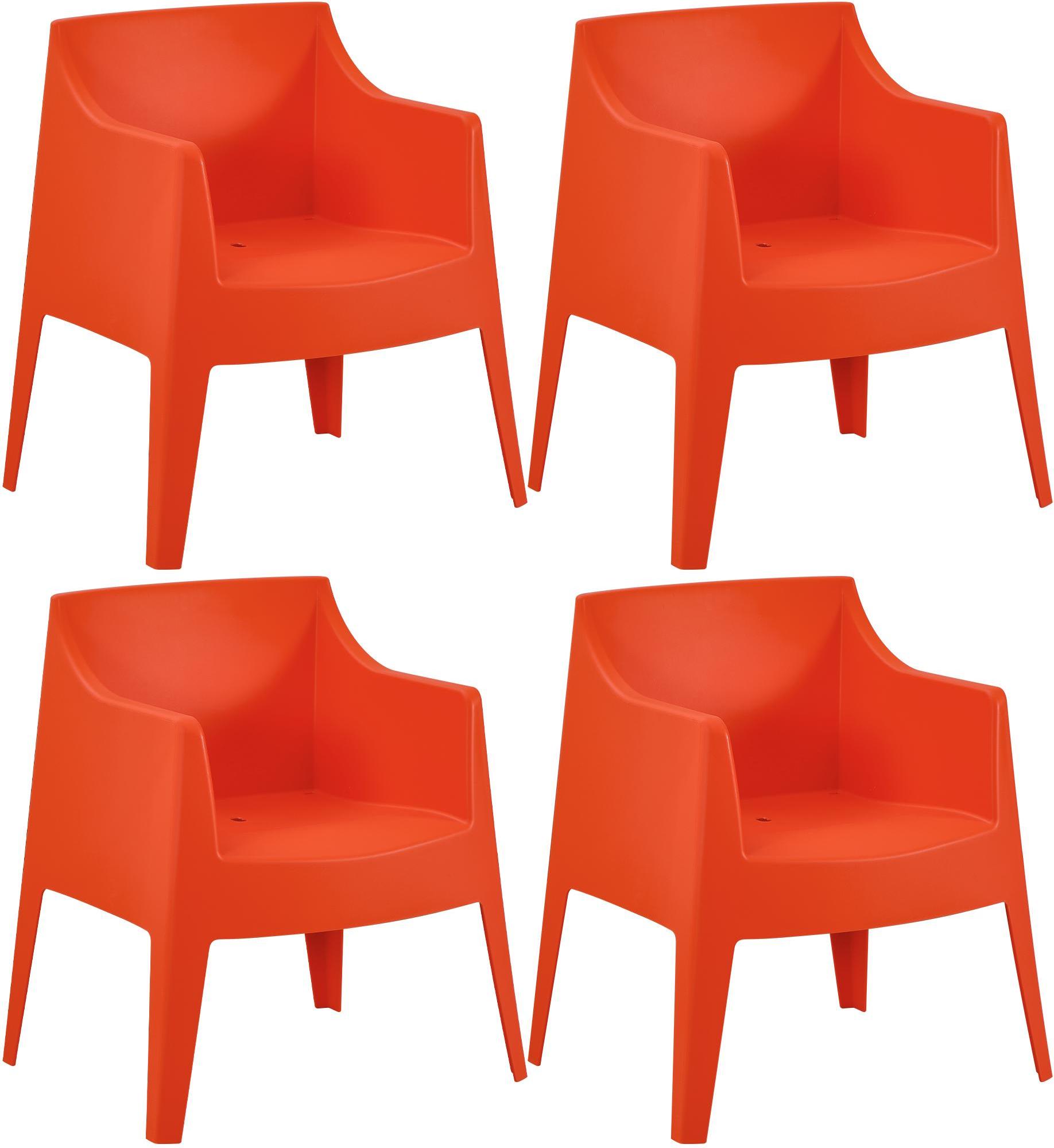 Gartenstuhl HENRI 4er Set - 73x57x78cm, Kunststoff, Orange | Stapelstuhl Loungestuhl Garten Outdoor-Stuhl
