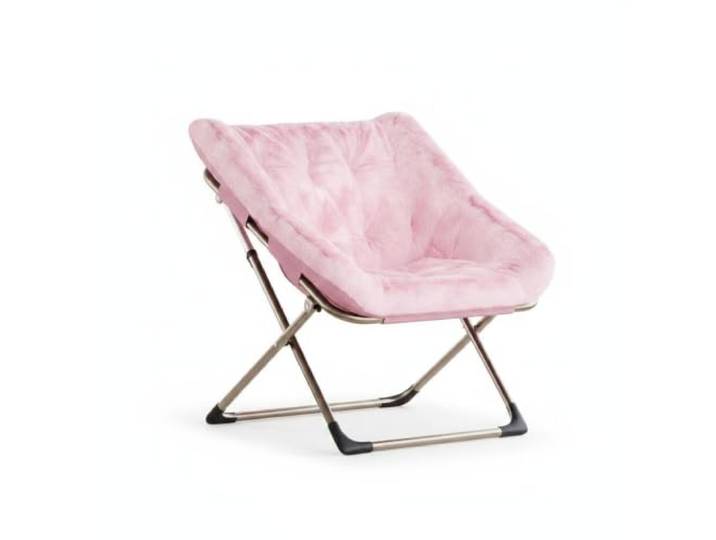 GarveeLife Faltbarer Loungesessel Für Wohnzimmer, Modern Sessel Bis 136kg Lesesessel Schlafzimmer, Ohrensessel mit stabiler Metallrahmen, ohne Montage-Weiß/Grau/Rosa