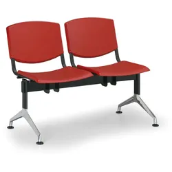 Kunststoff-Wartezimmerbank, Traversenbank SMILE, 2-sitzig, rot