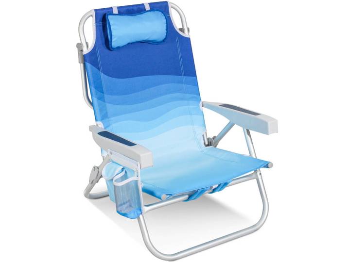 Modante Strandsessel, Blau, Hellblau, Metall, 57x80x61 cm, rostfrei, stufenlos verstellbar, Raster, Rückenlehne verstellbar, Gartenmöbel, Gartenliegen, Liegestühle