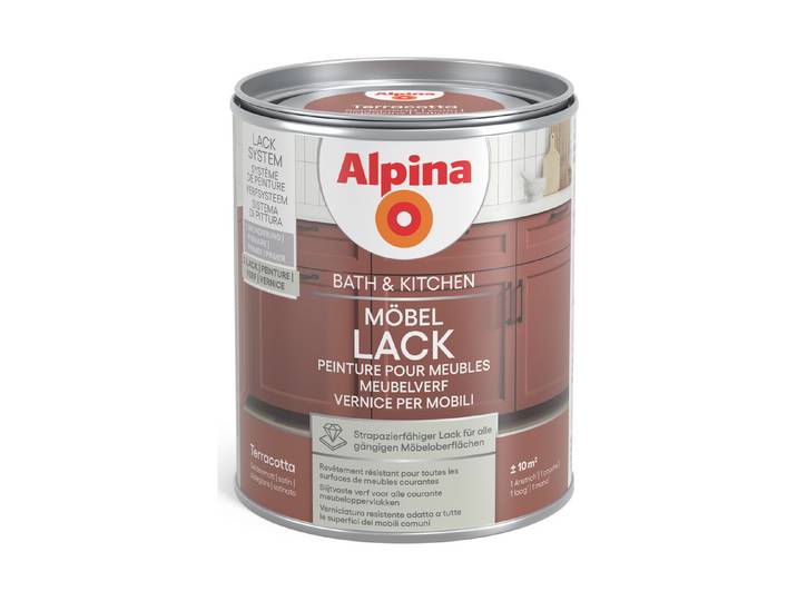 Alpina Möbellack Bath & Kitchen Terracotta Rot 0.75 l Seidenmatt