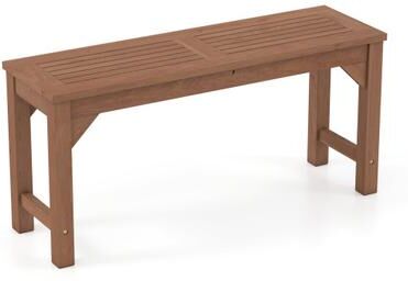 Costway 40 Inches Fir Wood Backless Outdoor Bench 2-Person Garden Seating-Brown