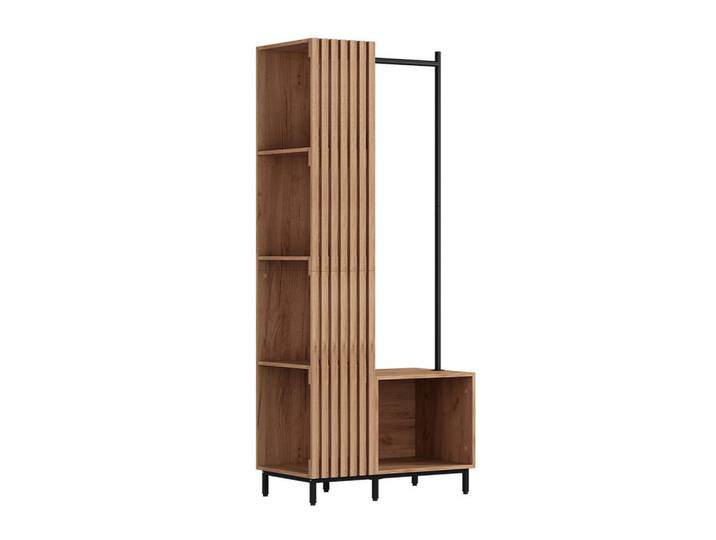 Vicco Garderobe Zinto dąb kraft złoty 80 x 187 cm mit 5 Ablagefächern, Eichefarben, Rechteckig, 80x187x45 cm, Garderobe, Garderoben-Sets & Garderoben-Serien, Garderoben-Sets