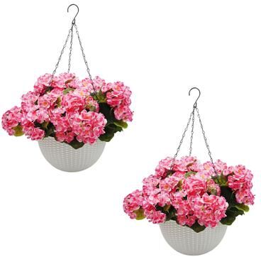 Garvee 2-Pack 26 cm Half-Round Geranium Hanging Baskets - Pink, Red, White