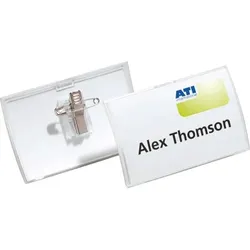 Schild I DURABLE Namensschild Click Fold mit Kombiklemme, Kunststoff, 75x40mm, 25/VE