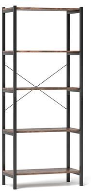 Costway Multipurpose Open Bookcase Industrial Rack Wide Standing Storage Shelf-Brown