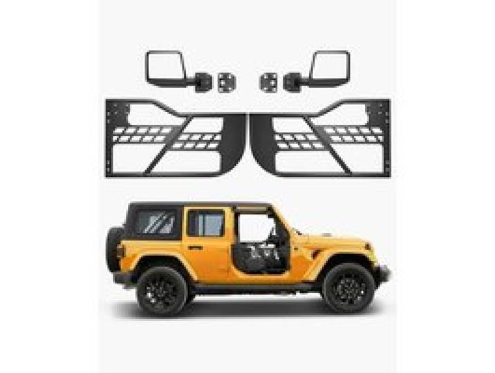 VEVOR Tube porte pour Jeep, 2 portes, porte tubulaire pour Jeep de style chasse avec charnières robustes, loquet OE et rétroviseurs, pour Jeep Wrangler JL 2018-2024 et Jeep Gladiator JT 2020-2024
