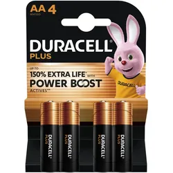 DURACELL Batterien PLUS Alkali-Mangan Mignon AA 1,5 V, 4 St.