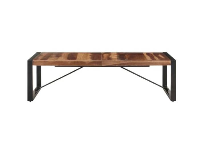 Couchtisch aus Massivholz, Akazie und Gummibaumholz, Industriestil, 140 x 70 cm