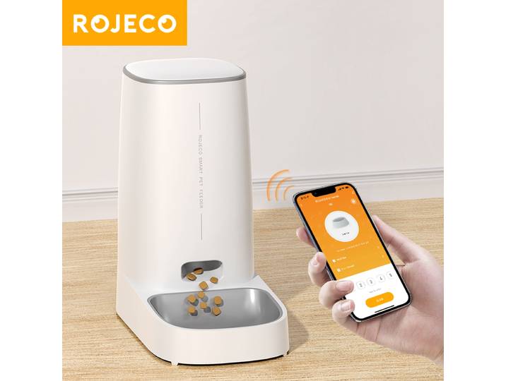 ROJECO mangeoire automatique pour chat animal de compagnie intelligent WiFi distributeur de croquettes de nourriture pour chat mangeoire automatique télécommandée pour chat chien accessoires de