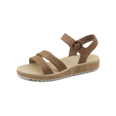 Riemchensandale PAUL GREEN "Paul Green Sandalen Glattleder", Damen, Gr. 39, Leder, cuoio, Glattleder, Schuhe Riemchensandale