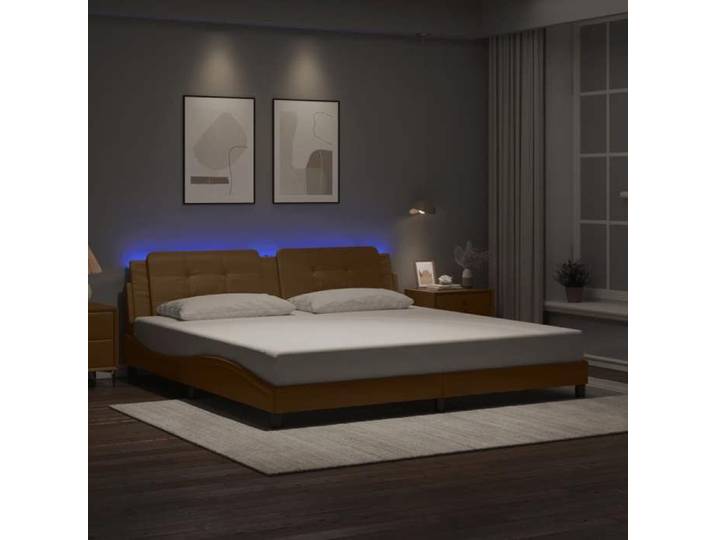 BONNEVIE - 3parcel - Cadre de lit avec LED - sans matelas - lit Moderne chambre - Zadar cappuccino 200x200 cm - meuble de lit lfr59