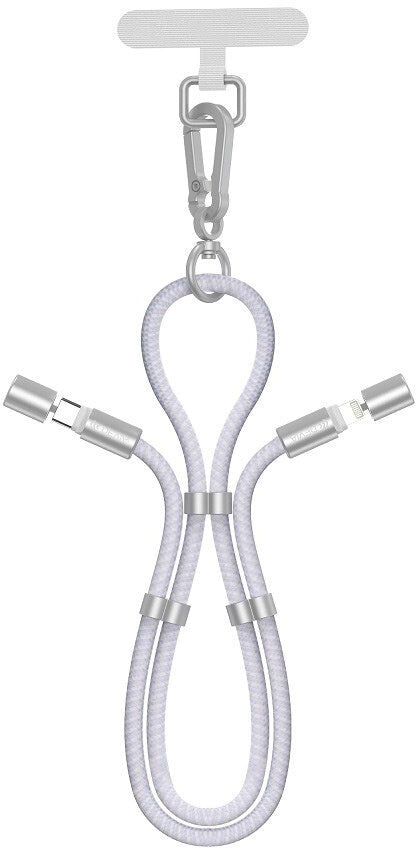 2-i-1 Justerbar Mobilstrop & USB-C til Lightning Kabel - Devia - Lilla