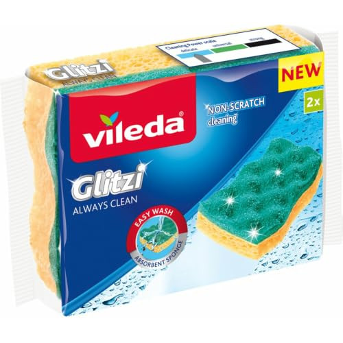 Vileda Glitzi Always Clean schuursponzen, geel/groen, 2 stuks