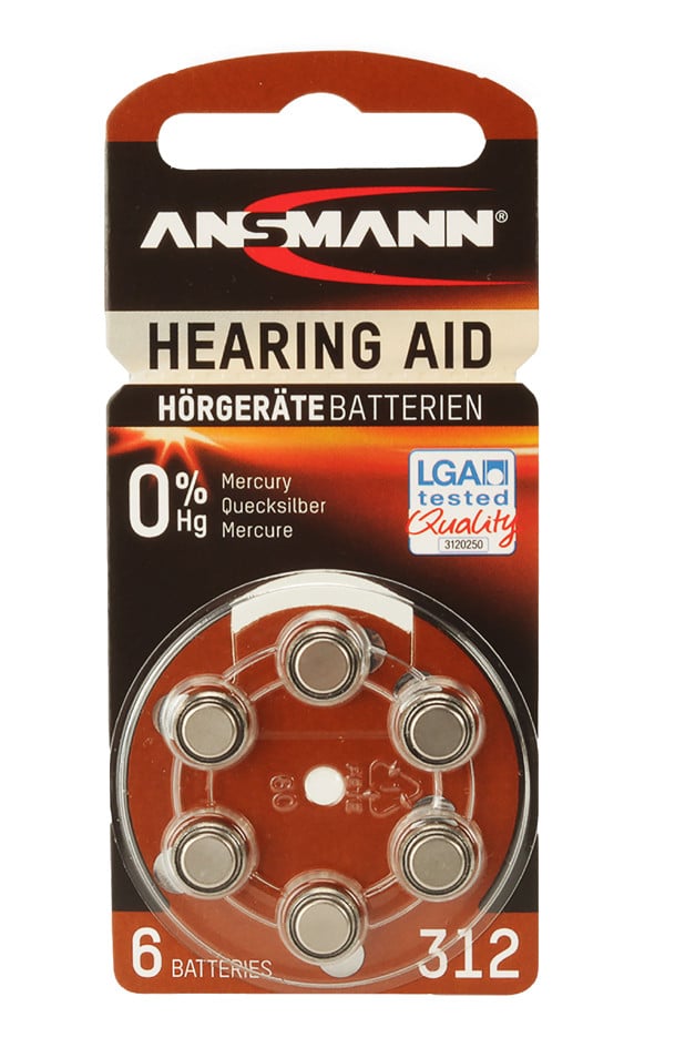 Ansmann 5013233 Zink-lucht batterijen Type 312 PR41 voor hoortoestellen 1x6 stuks