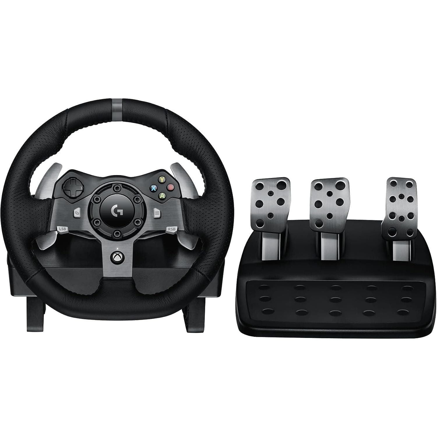 Logitech G920 Driving Force Racing Wheel and Floor Pedals, Real Force Feedback, Stainless Steel Paddle Shifters, Leather Steering Wheel Cover for Xbox Series X S, Xbox One, PC, Mac - Black, Used - Very Good