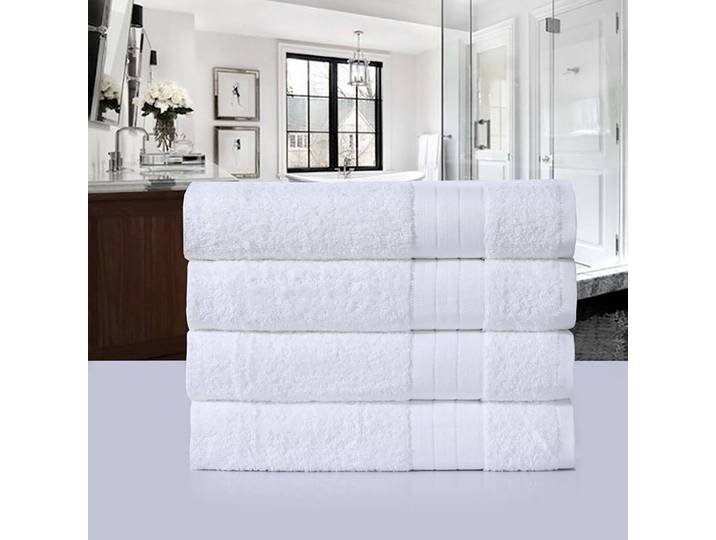 Serviettes de bain Branda lot de 4 Blanc/Blanc