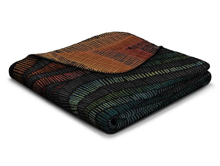 Wohndecke BIEDERLACK Vivid Waves , bunt (schwarz), B:130cm L:170cm, Kaschmir, Wolle, Wohndecken, Wohndecke, kuscheliger Blickfang