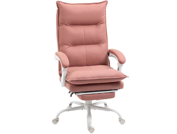 Fauteuil bureau massant chauffant dossier inclinable microfibre rose