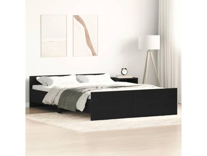 Holzwerkstoff Stabilität Bettgestell ohne Kopfteil Relaxen Schlafen 140x200 Bettgestell ohne Matratze Schwarz Eichen-Optik 140x200 cm Massivholz Stabiles Bett mit Kopfteil Lattenrost Schlafzimmer Möbel