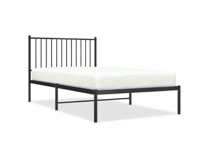 PUGYNBK Bettgestell aus Metall, Schwarz, 100 x 190 cm Stahl pulverbeschichtet, Mittelbeine, Stauraum unter Bett, Rückenstütze
