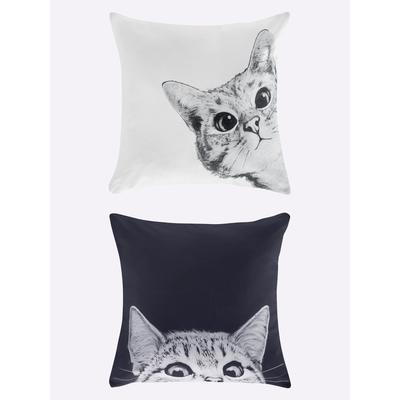 Kopfkissen HEINE HOME, schwarz-weiß (schwarz, weiß), B:40cm L:40cm, 100% Polyester, Kopfkissen