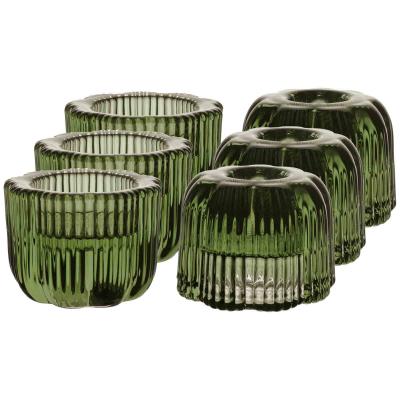 Kerzenhalter VILLEROY & BOCH "2in1-Kerzenständer Fleur ø 6,3 cm 6er Set grün", grün, Kerzenhalter, Kerzenhalter